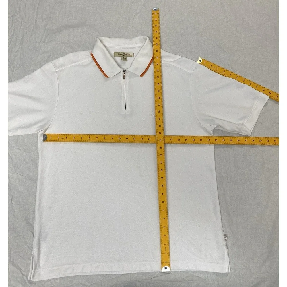 Tommy Bahama Polo Shirt XL‎ White 1/4 Zip Short Sleeve Pima Cotton Casual
